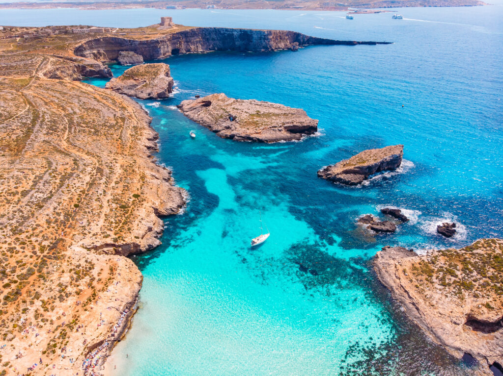 Get the ferry from Valletta to Blur Lagoon in Comino for a magical day out.